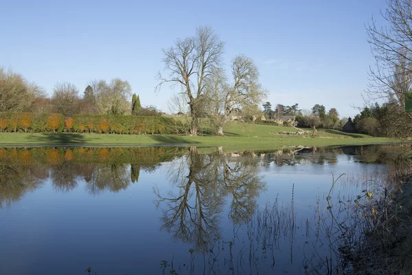 Prairie inondée congelée à Quenington Gloucestershire — Photo