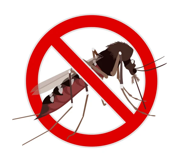 蚊の兆候はないです。赤い線の停止蚊 si によって交差する蚊 — ストックベクタ