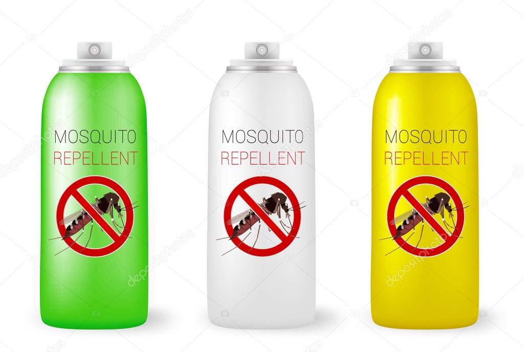Set of mosquito repellents on white. Vector