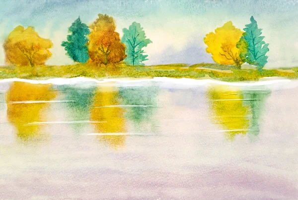 Soyut doğa arka plan tema üzerine suluboya manzara — Stok fotoğraf