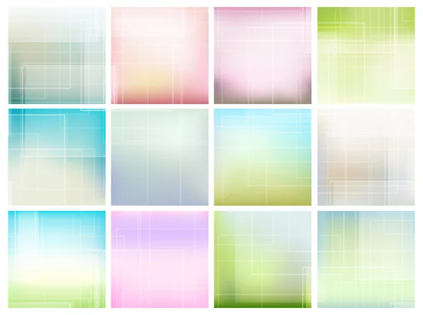 Set of abstract background with soft spring colors. Vector design templates. Blurry backdrops with transparent lines for Your design — Stock Vector