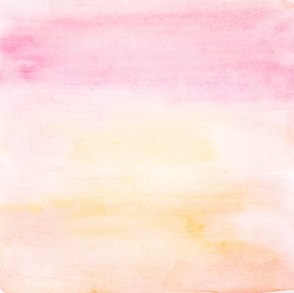 粉红色和黄色的软笔刷 s 水彩抽象背景 — 图库照片