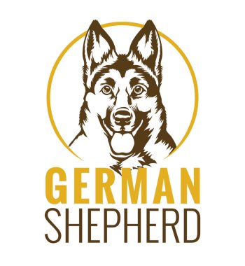 Alman çoban köpeği logosu ya da sembolü, grafik tasarım şablonu. vektör illüstrasyonu