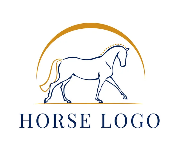 Jezdecké Logo Symbolem Koně Line Art Vektorová Ilustrace — Stockový vektor