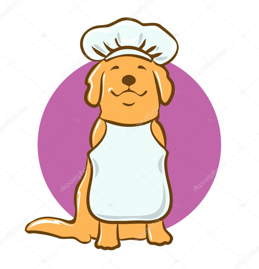 Cartoon dog with chef hat vector illustration