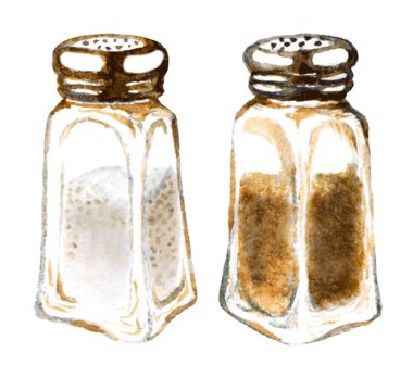 watercolor salt and pepper shakers clipart