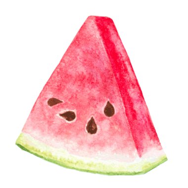 suluboya el çekilmiş karpuz parça beyaz