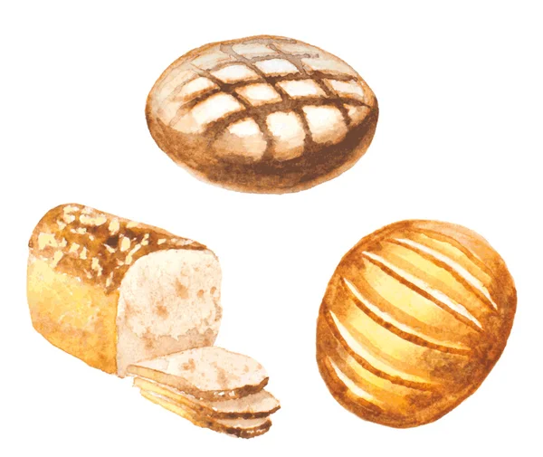 Conjunto de pão aquarela. ilustração vetorial — Vetor de Stock