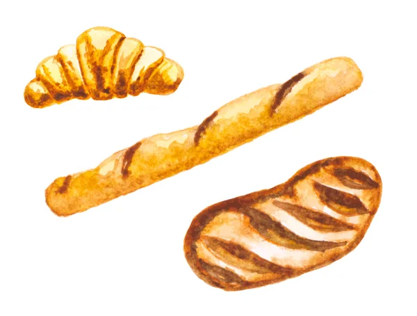 Watercolor bread set, vector illustration — Διανυσματικό Αρχείο