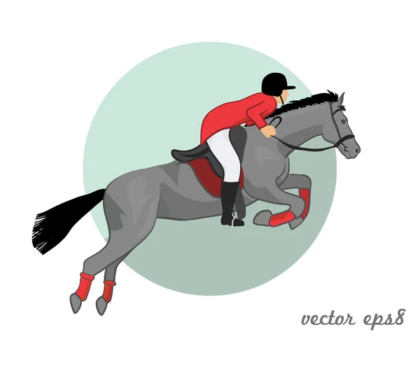 Ilustración vectorial de caballo de salto y jinete — Archivo Imágenes Vectoriales