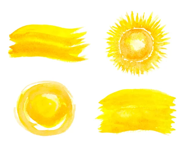 Zon en spatten. Aquarel vectorillustratie — Stockvector