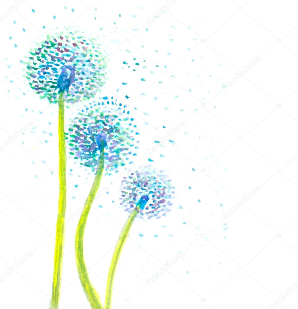 watercolor dandelion abstract background. vector illustration