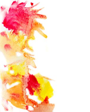 Sarı ve kırmızı suluboya arka plan lekeleri. soyut vektör hastası