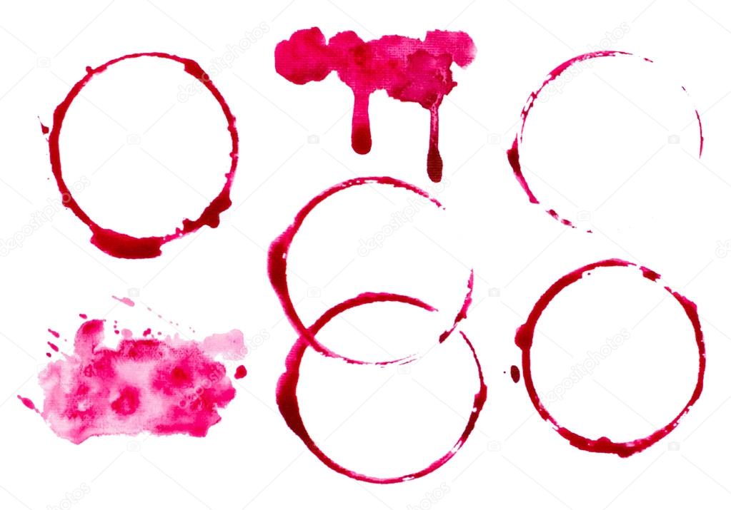vectorized watercolor abstract wine splashes and blots set