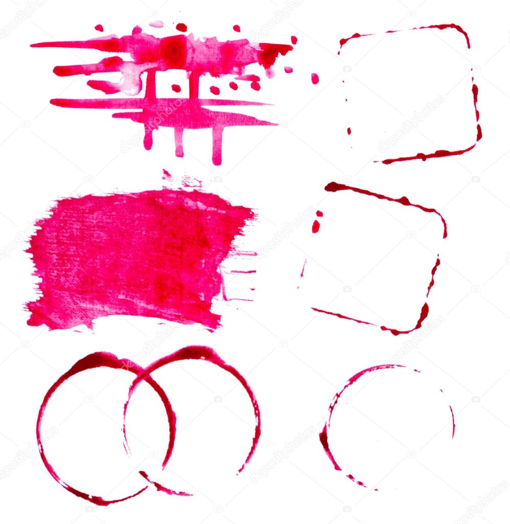 vectorized watercolor red wine splashes and blots set 2