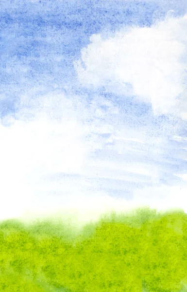 Abstract landschap met gras en wolken. gevectoriseerde aquarel — Stockvector