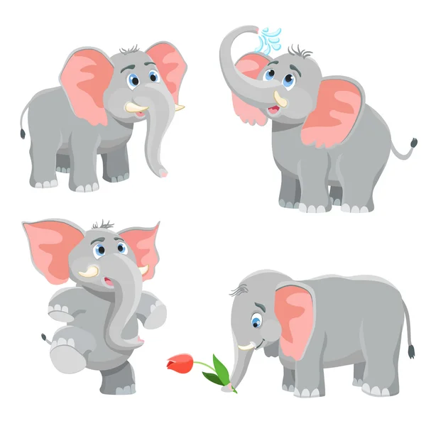 Rajzfilm elefánt készlet. vektoros illusztráció — Stock Vector