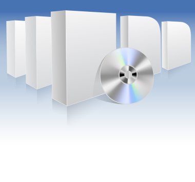 arka plan beyaz kutuları ve dvd ile. vektör çizim
