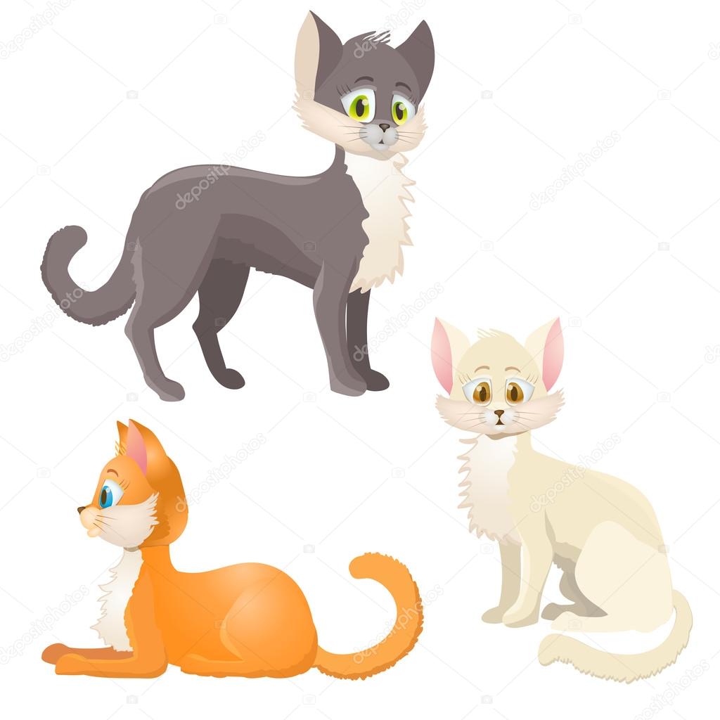 cartoon cats set. vector illustration