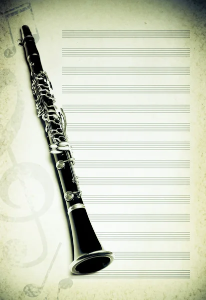 Muzikale achtergrond met fluit — Stockfoto