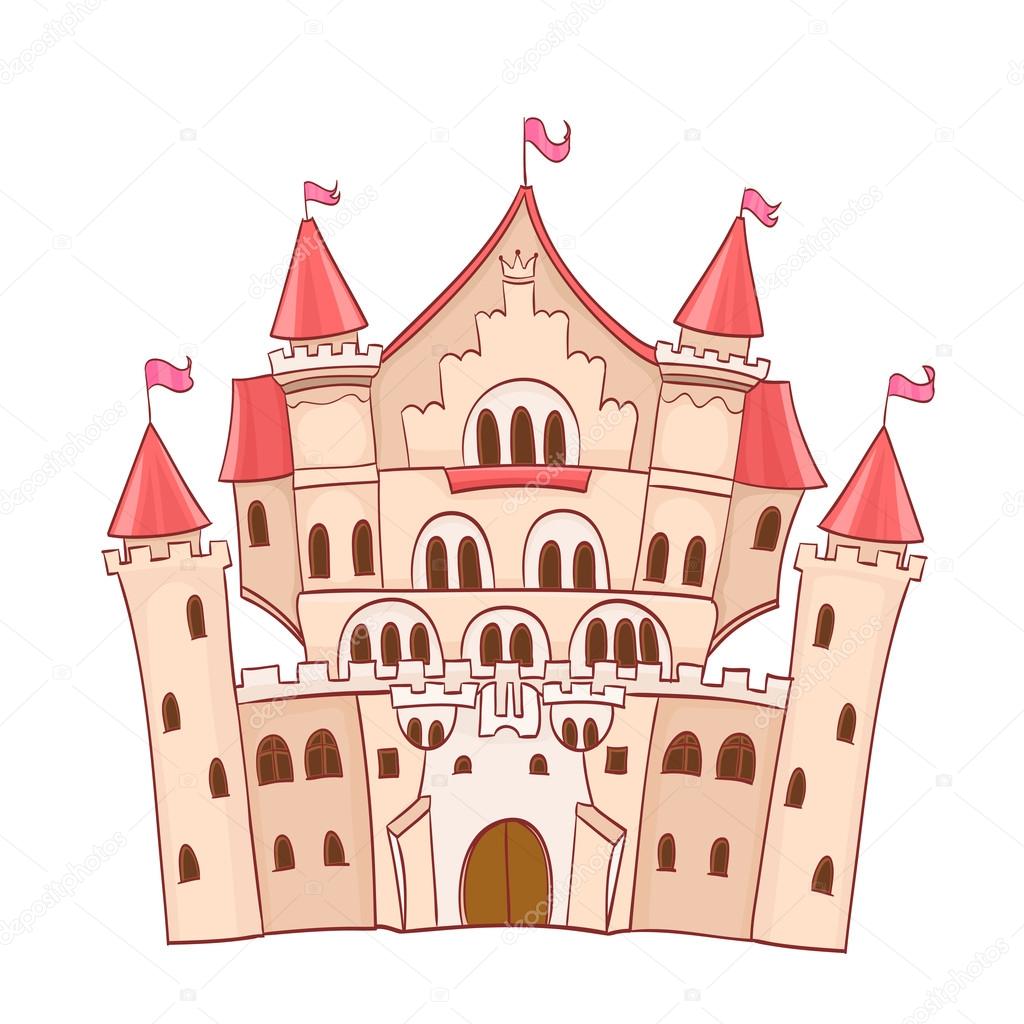 cute cartoon fairytale castle. vector drawing