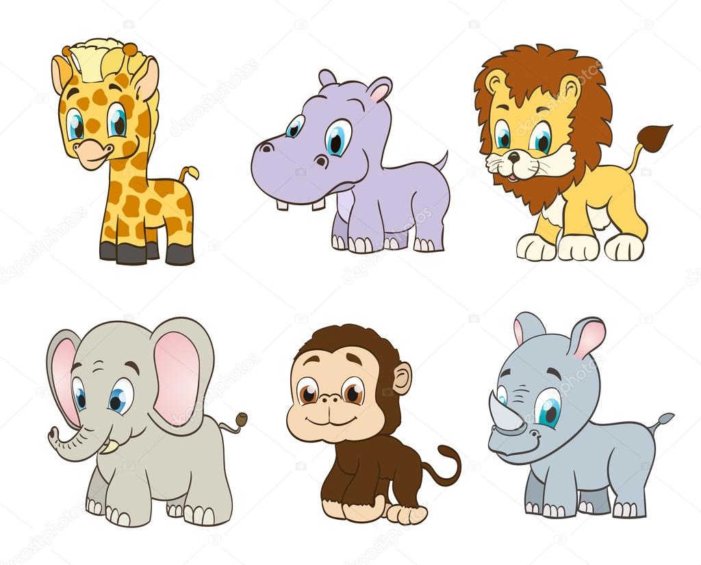 set of vector jungle cartoon animals. vector