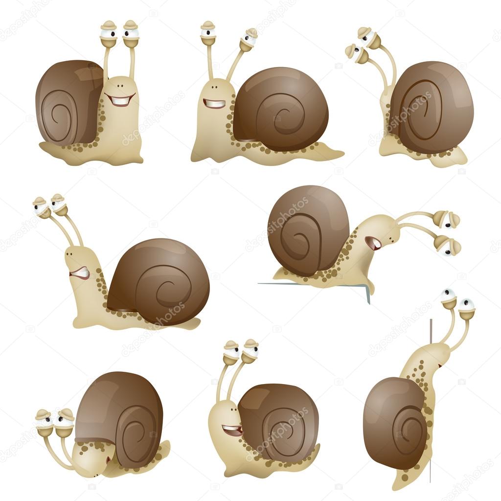 set of cute cartoon snails. vector illustration