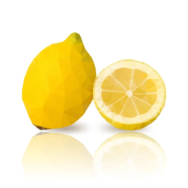 Lemons with vector polygonal design on white — Stock Vector