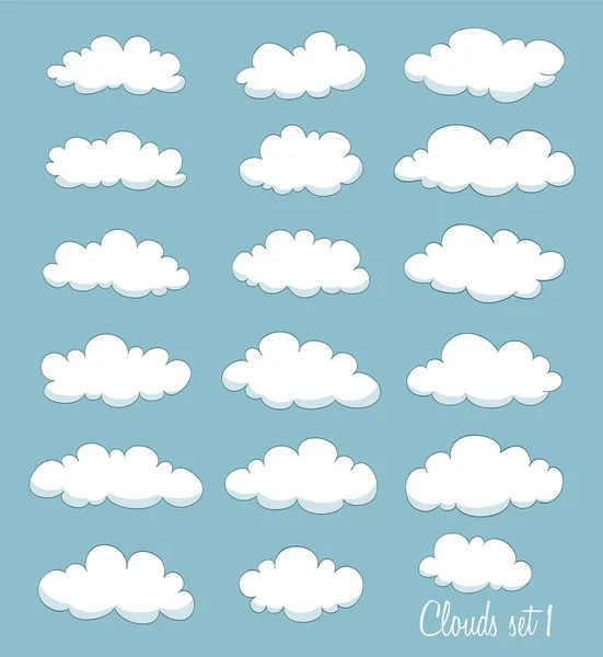 Conjunto de lindas nubes blancas de dibujos animados. vector — Vector de stock