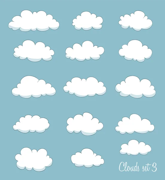 Conjunto de nuvens de desenhos animados bonitos. vetor —  Vetores de Stock