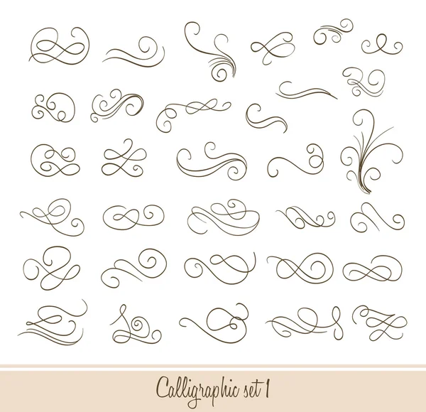 Ensemble d'éléments décoratifs calligraphiques. vecteur — Image vectorielle