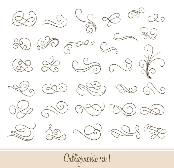 Set kalligrafische decoratieve elementen. vector — Stockvector