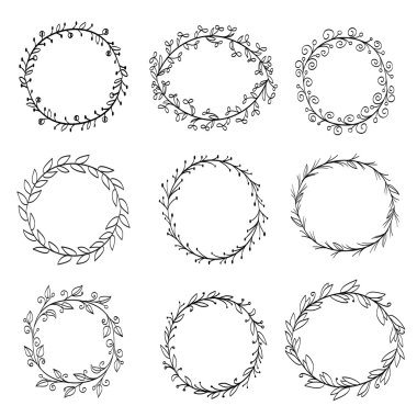 çerçeveler çelenk yaptı. Doodle vektör çizim