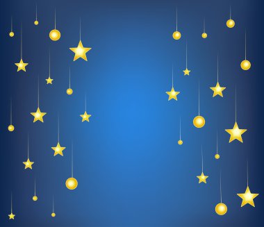 Mavi gece arka plan üzerinde sabit yıldız. çizgi film vektör illustrat