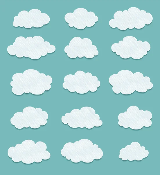 Conjunto de nubes de dibujo forradas. vector — Vector de stock