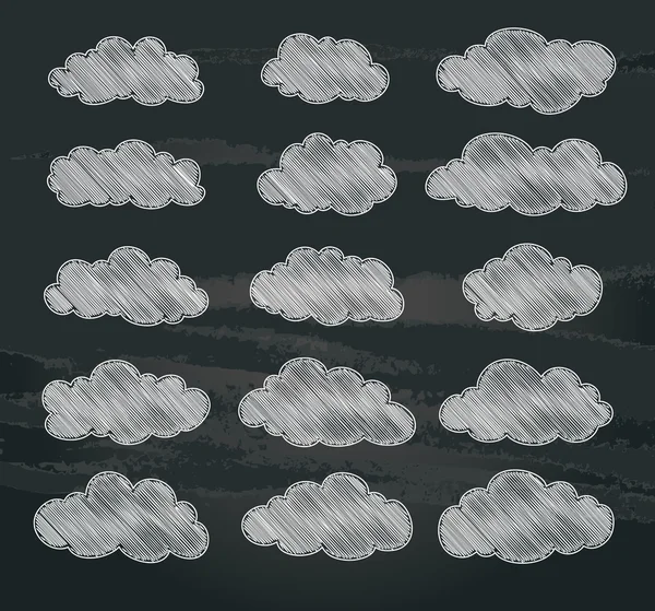 黒板のかわいい白い雲のセットです。ベクトル — ストックベクタ