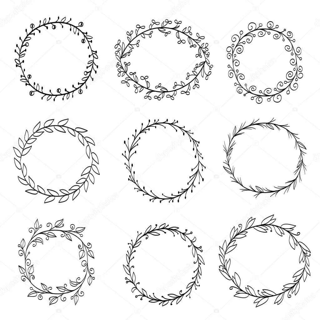 frames made of wreaths. doodle vector illustration