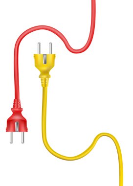 elektrik kablo sarı ve kırmızı fişleri. vektör