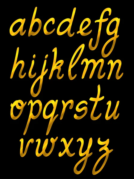Handschriftliches Abc-Set. goldene Farbe auf schwarz. Vektor — Stockvektor