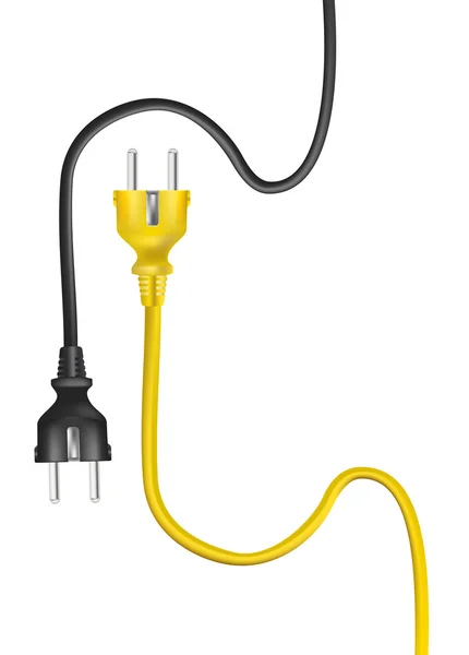 Enchufes de cable eléctrico amarillo y negro. vector — Archivo Imágenes Vectoriales