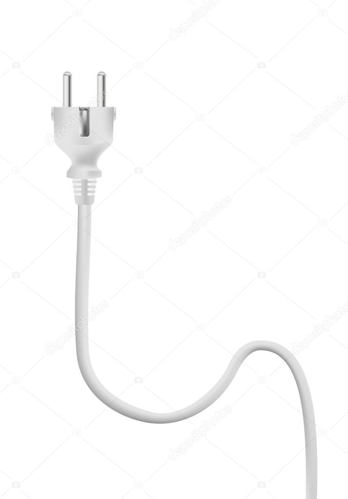 white electric cable plug. vector