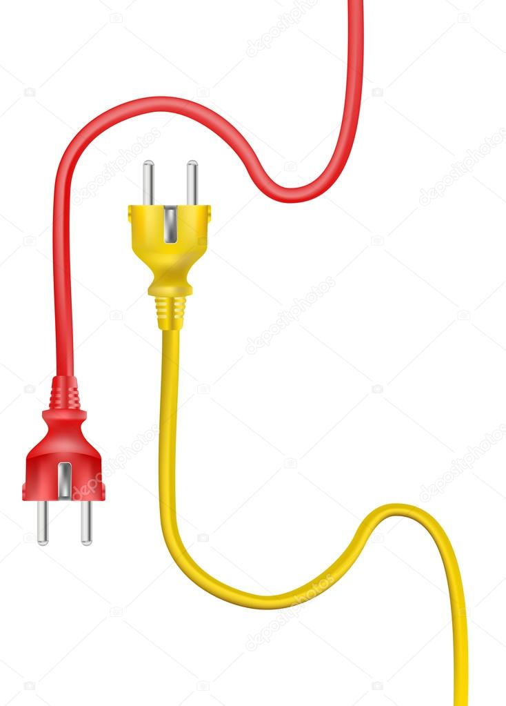 yellow and red electric cable plugs. vector