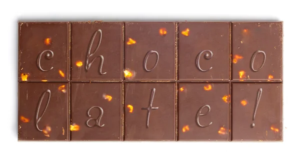 Cioccolato fondente con noci su bianco — Foto Stock