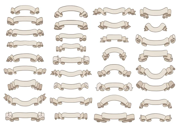 Serie di nastri scarabocchi su bianco. grande collezione vettoriale per il vostro — Vettoriale Stock