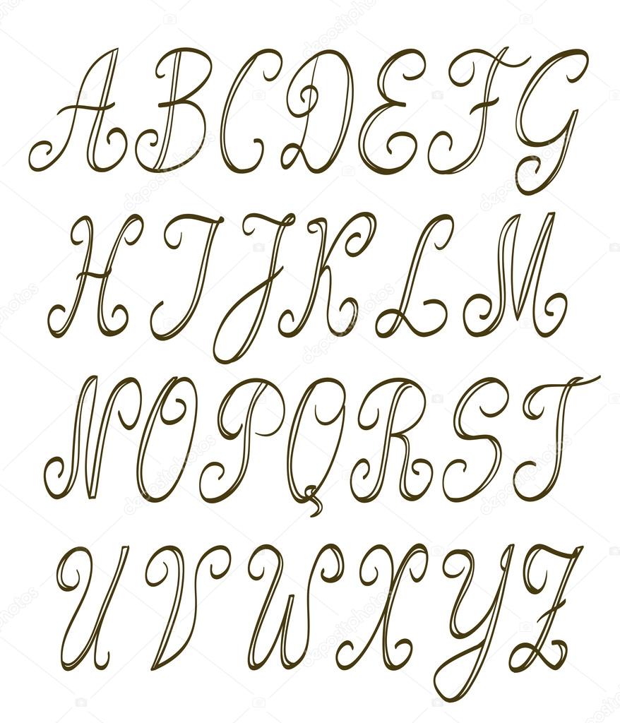 handwritten alphabet set on white. vector