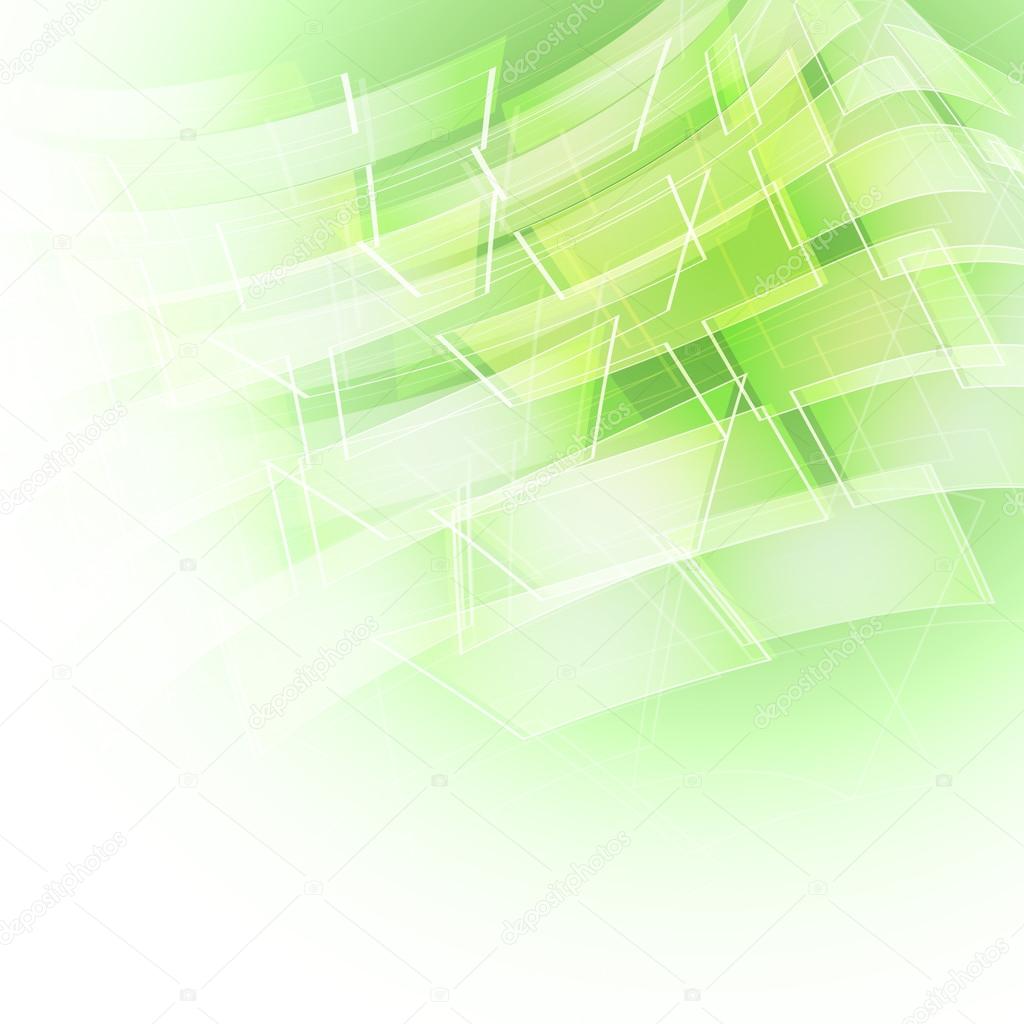 abstract green background with transparent lines and shapes. vector