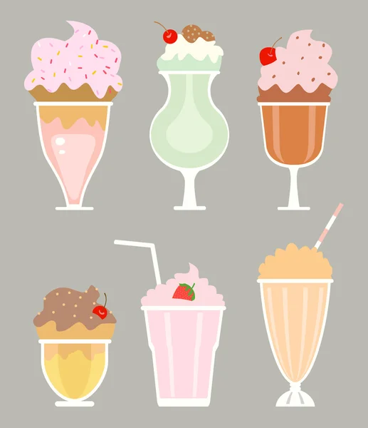 Milkshakes à la crème, baies, vecteur — Image vectorielle