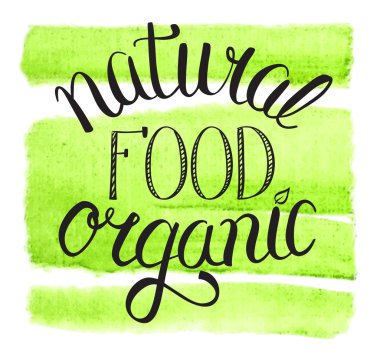 Sulu Boya backg tabelada yazı doğal organik gıda el yemek