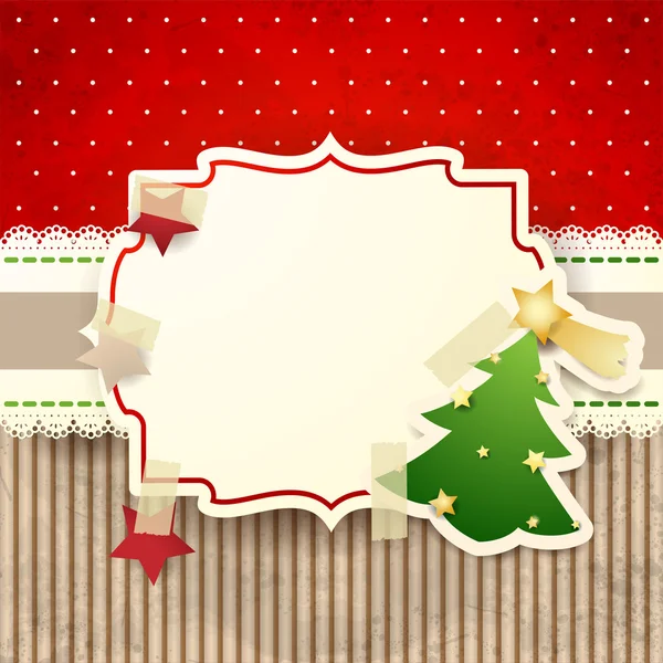 Kerstmis achtergrond met papier boom — Stockvector