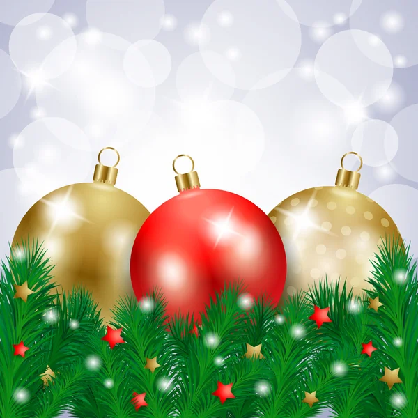 Kerstmis achtergrond met kerstballen, vector — Stockvector